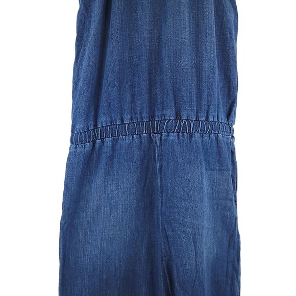 Cloth and Stone Blue Chambray Halter Mock Neck Denim Jumpsuit Womens S Wide Leg - Picture 16 of 16